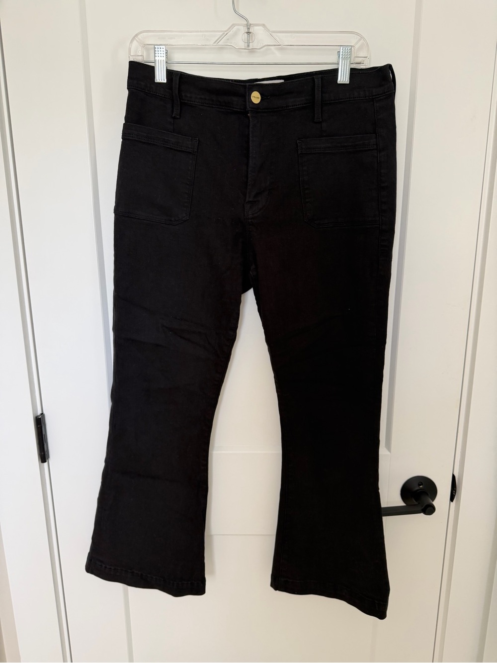 Frame Denim Black Boot-Cut Wide Leg Pants